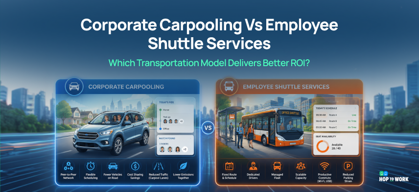 Corporate carpooling vs employee shuttle services comparison for employee transport ROI and cost optimization