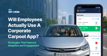Corporate carpool app helping employees share rides and improve workplace mobility solutions
